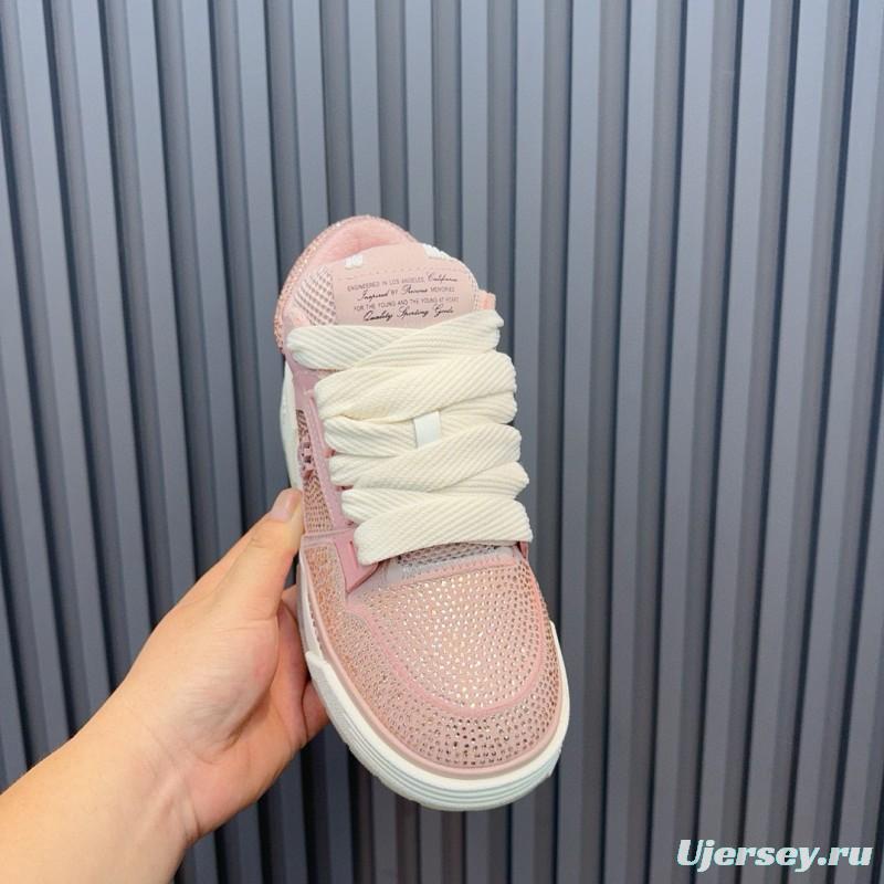 2024 Women Amiri pink mesh leather sneakers MJ00410
