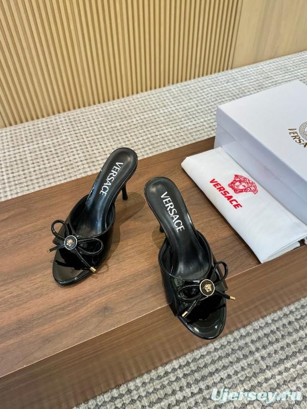 2025 Women VERSACE Black Leather High Heel LY00210