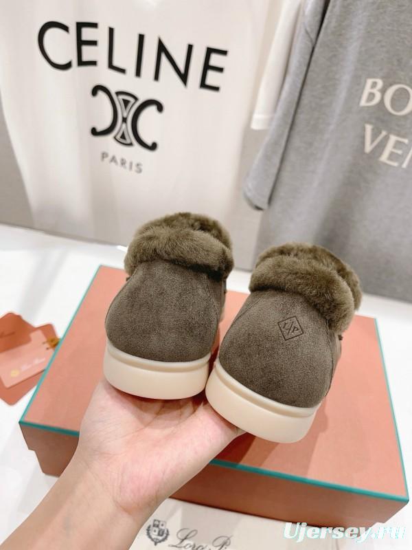 2024 Women LP Gray Suede Shearling Loafers MJ00300