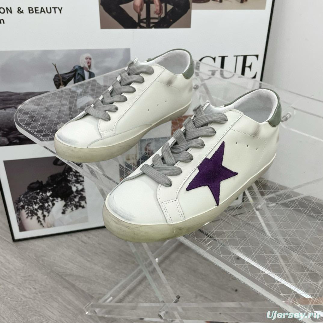 2025 Women GGDB White Purple Leather Sneakers