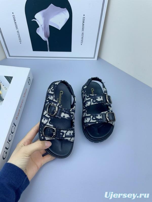 2025 Kids Gucci Black Leather Sandals