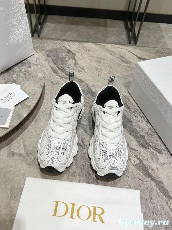 2025 Women Dior White Black Mesh Leather Sneakers