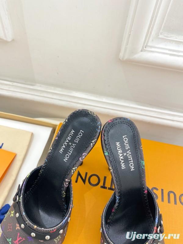 2025 Women Louis Vuitton Multicolor Leather High Heel Mule