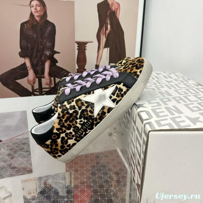 2025 Women GGDB Leopard Black White Leather Suede Sneakers