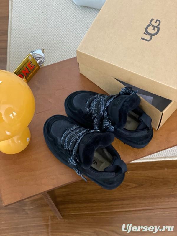 2024 Women UGG Black Knit Suede Sneakers