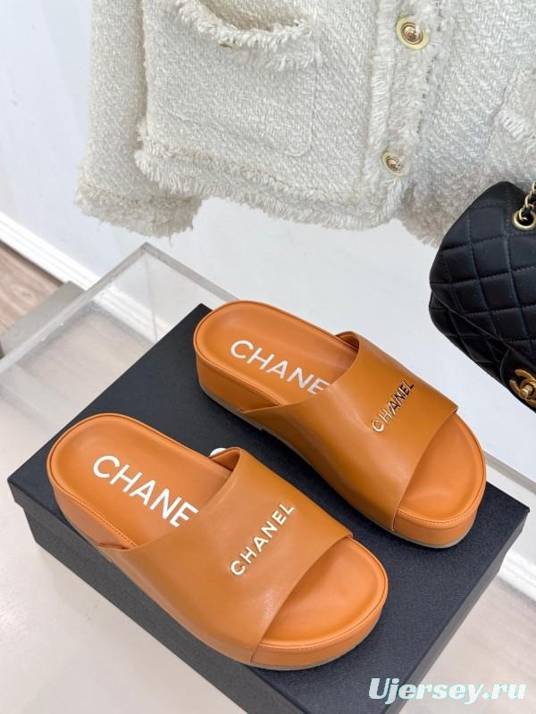 2025 Slippers Chanel Brown Leather Slippers