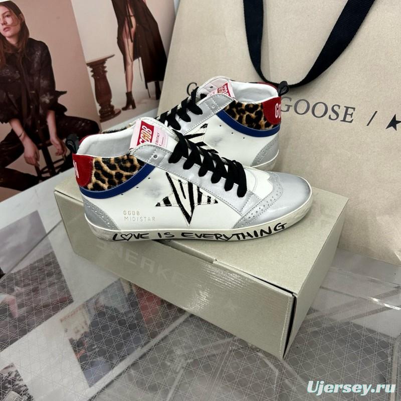 2024 Unisex GGDB White Leopard Blue Leather Suede High-Top Sneakers MJ00300