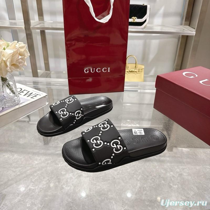 2025 Gucci Black Rubber Slippers