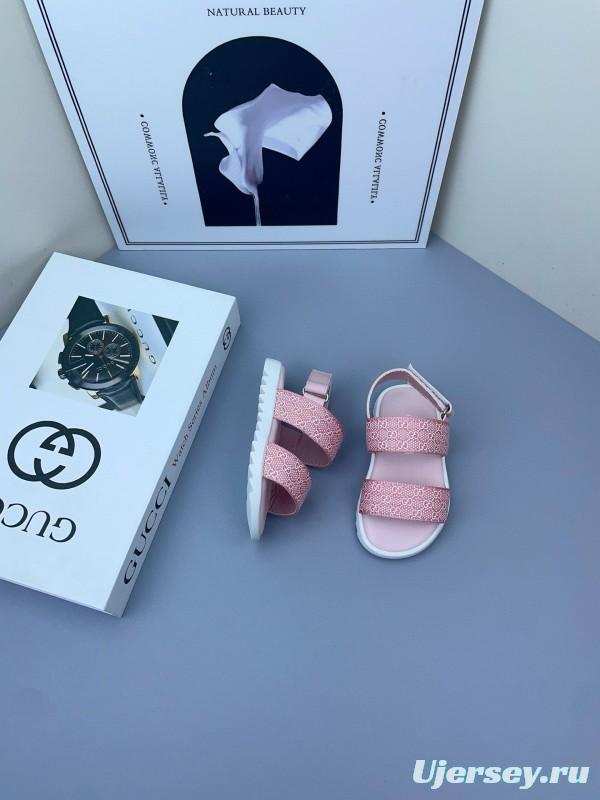 2025 Kids Gucci Black Pink Fabric Sandals
