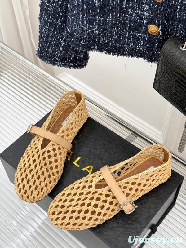 2025 Women AlAIA Beige Woven Leather Mary Jane