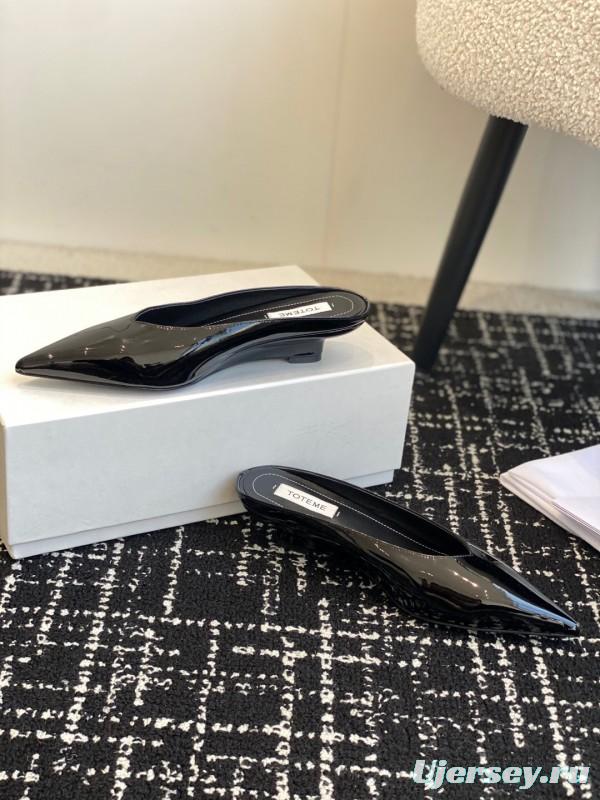 2025 Women Toteme Black Patent Leather Mule