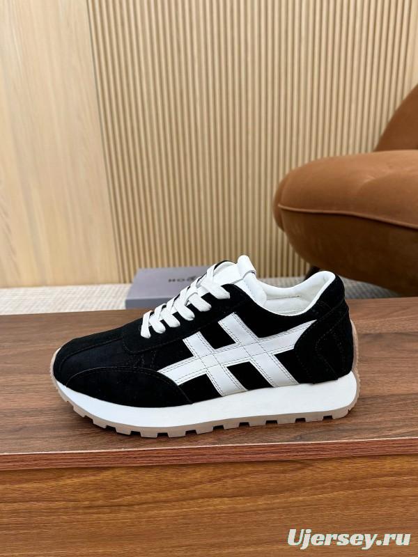 2025 Unisex HOGAN Black White Suede Leather Sneakers