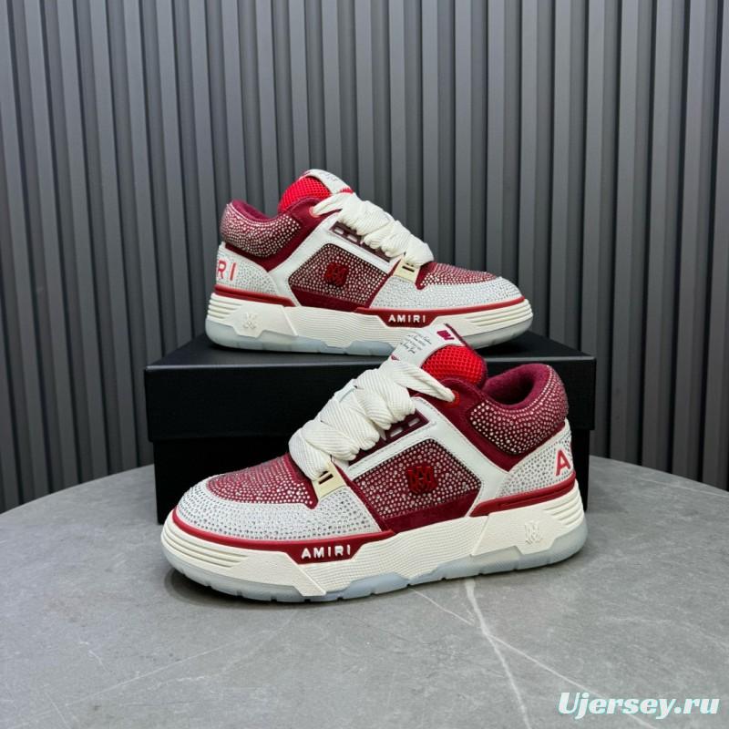 2024 Unisex Amiri Red White Leather Mesh Sneakers MJ00410