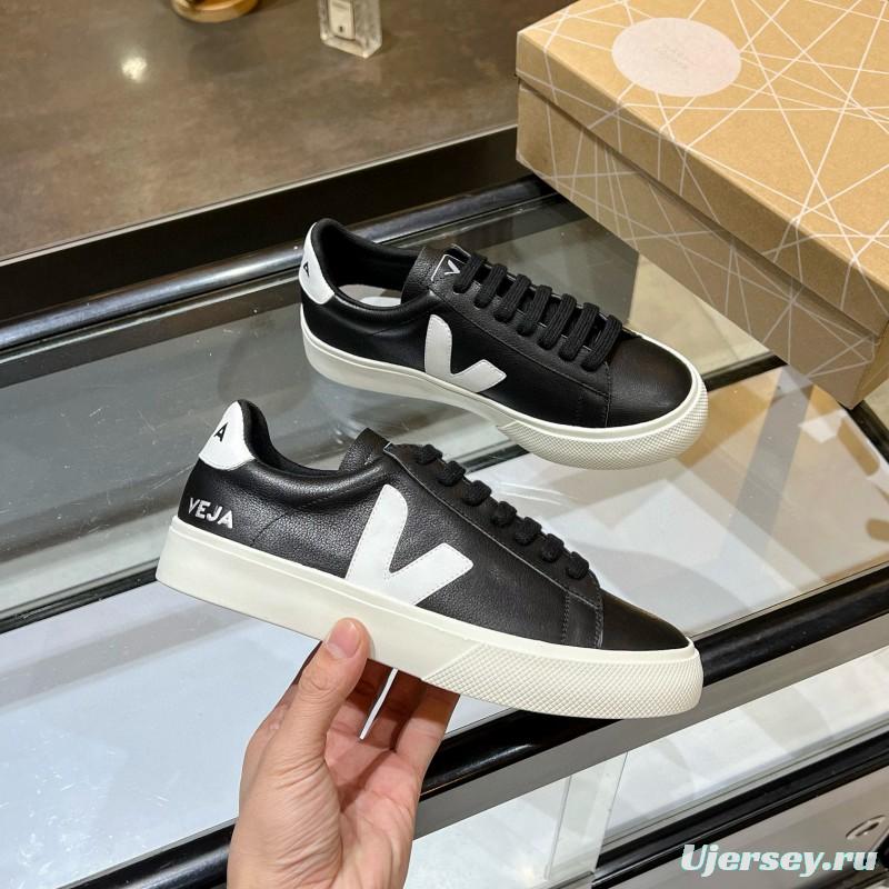 2025 Unisex VEJA Black White Leather Sneakers