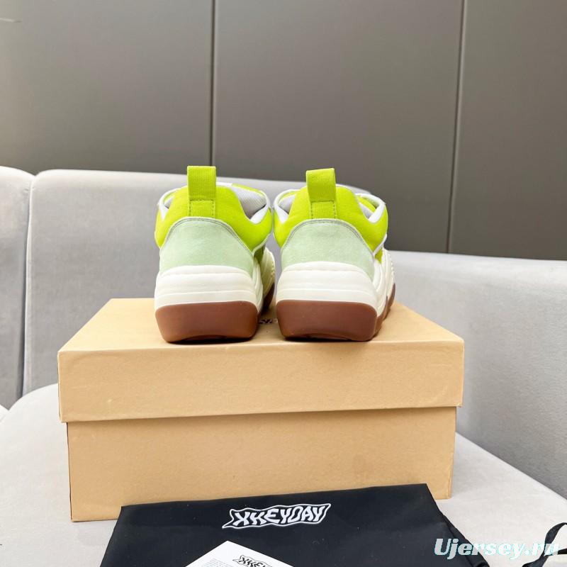 2025 Women HEYDAY Yellow White Green Canvas Leather Wave Bread Sneakers KFY00260