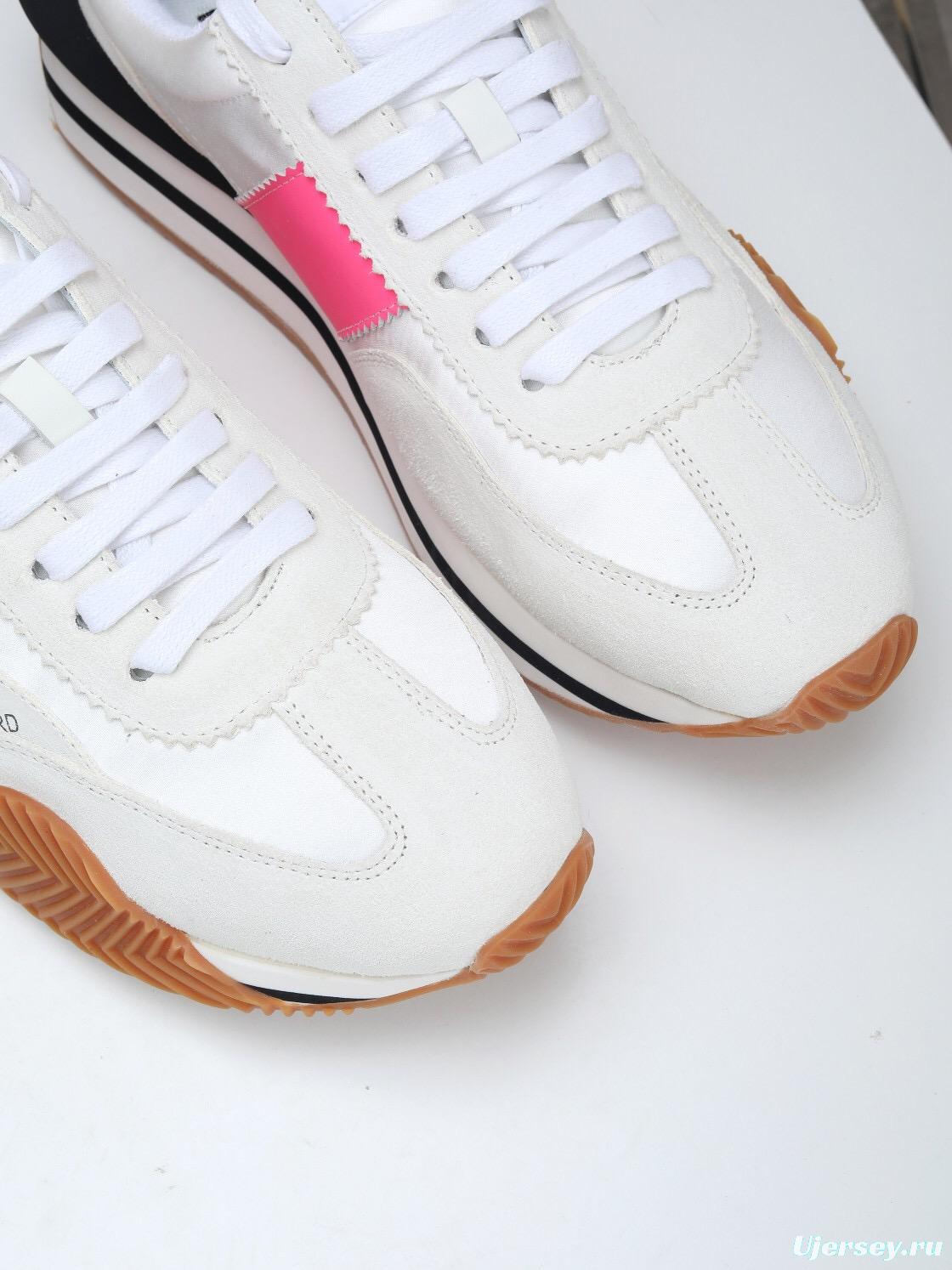 2025 Unisex TOM FORD White Pink Black Leather Suede Sneakers LY00360(F)/LY00370(M)