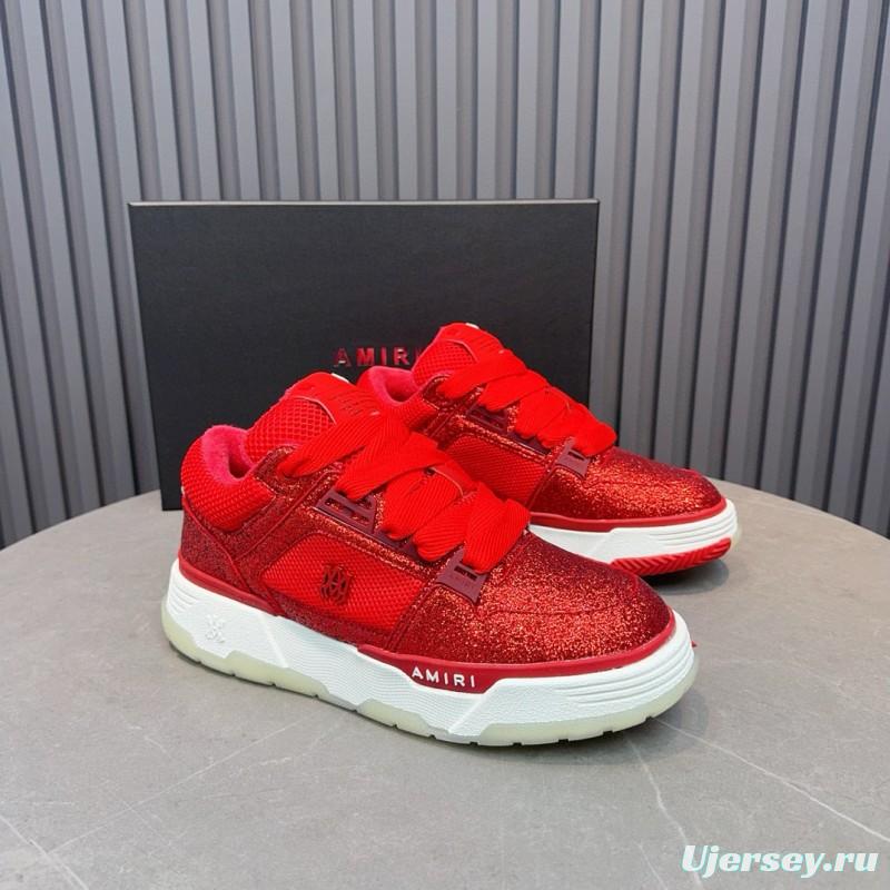 2024 Unisex Amiri Red Mesh Suede Sneakers MJ00360
