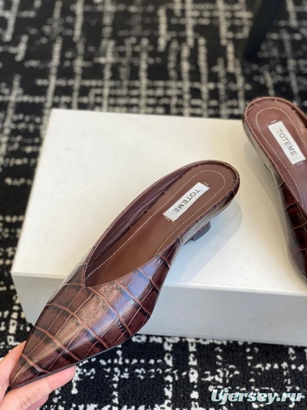 2025 Women Toteme Brown Leather Mule Shoes
