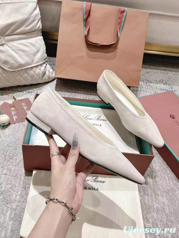 2025 Women LP Beige Suede Ballet Flats LY00320
