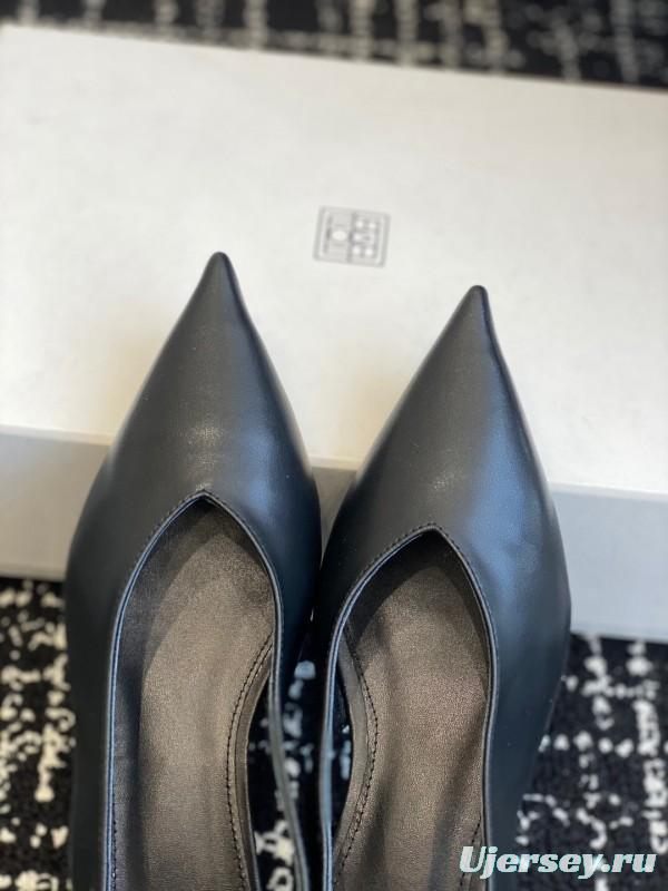 2025 Women Toteme Black Leather Slingback Pumps