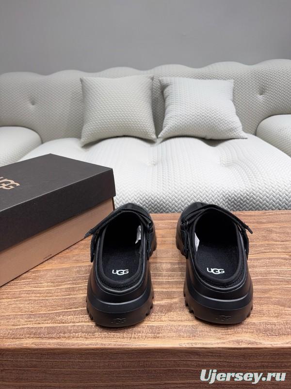 2025 Unisex UGG Black Textile Rubber Slippers Strap KFY00220(F)/KFY00230(M)