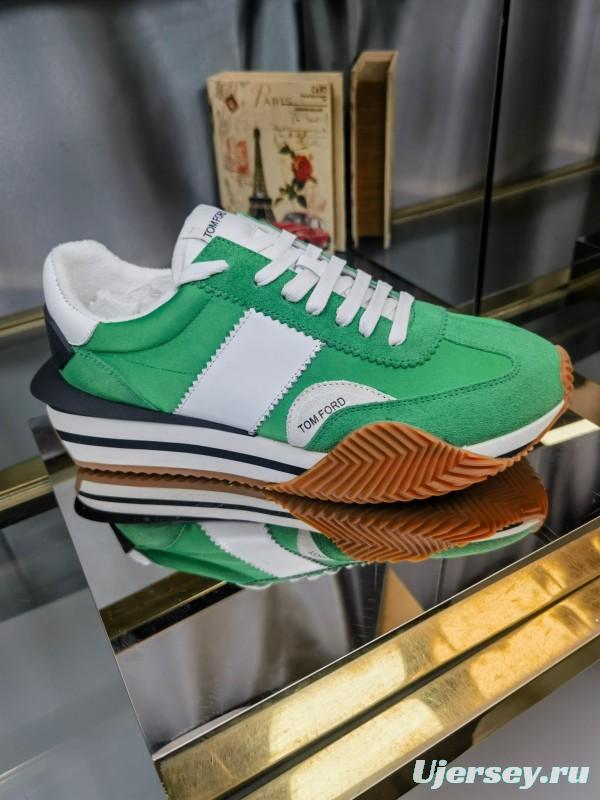 2025 Unisex TOM FORD Green White Suede Leather Sneakers LY00360(F)/LY00370(M)