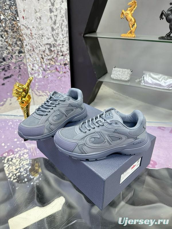 2024 Unisex Dior Stone Island Grey Mesh Tech Fabric B30 Sneakers MJ00330