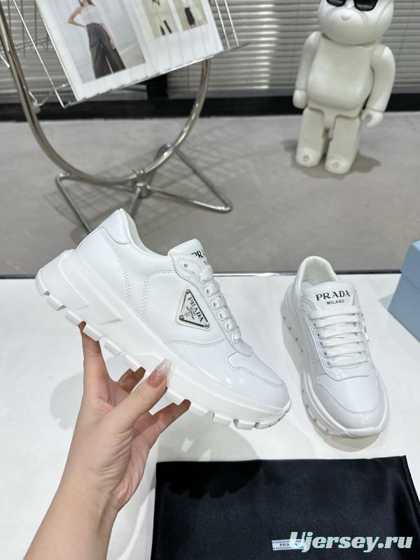 2025 Men Prada White Leather Sneakers KFY00310
