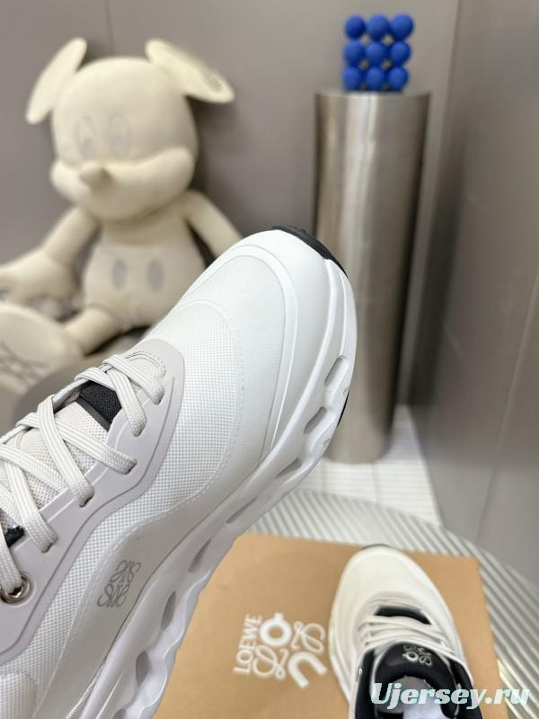 2025 Women Loewe White Black Leather Sneakers