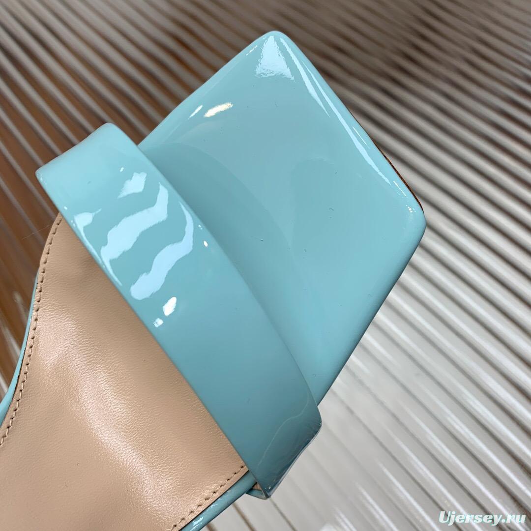 2025 Women Gianvito Rossi Light Blue Patent Leather High Heel Sandals