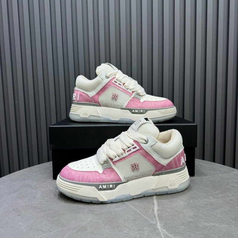 2024 Unisex Amiri Pink White Mesh Suede Sneakers MJ00360