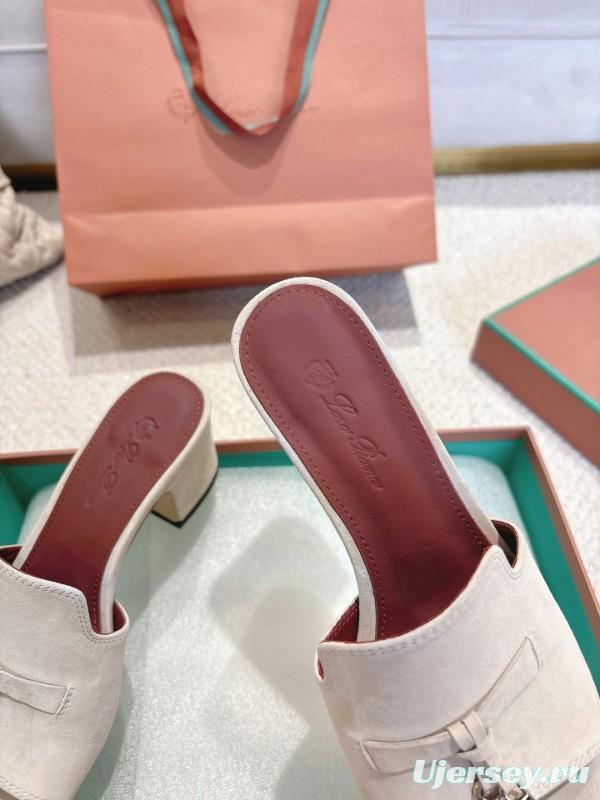 2025 Women Le Parmentier White Suede Heeled Shoes LY00360