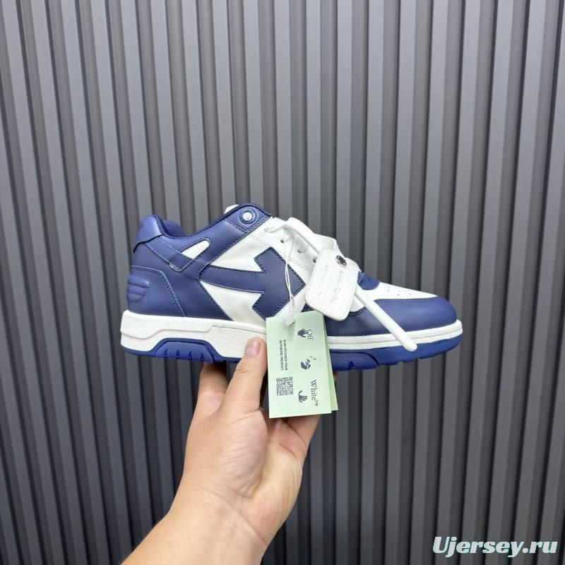 2025 Unisex Off-White Navy White Leather Sneakers MJ00320