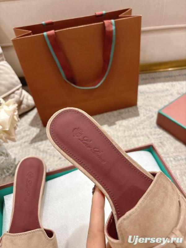 2025 Women LP Beige Suede Slippers LY00270