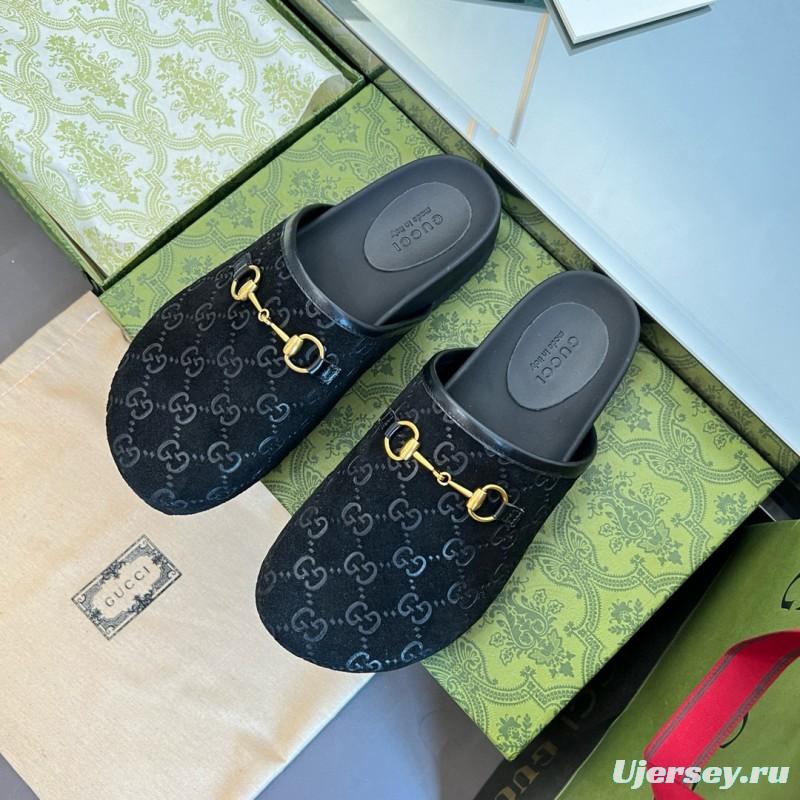 2024 Slippers Gucci Black Suede Slippers MJ00280