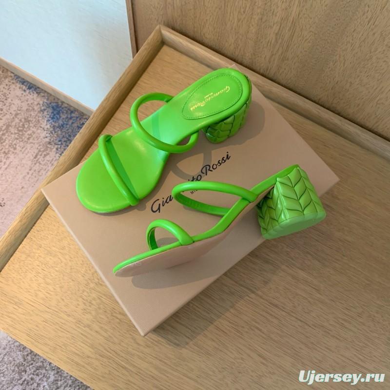 2025 Women Gianvito Rossi Green Leather Slippers