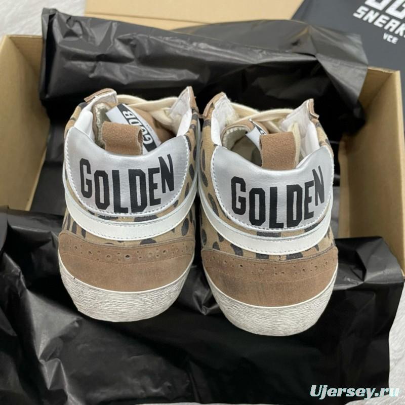 2024 Unisex GGDB Beige Brown Leopard Suede Leather High Top Sneakers MJ00300