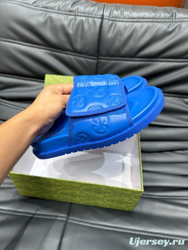 2024 Slippers Gucci Blue Leather Slippers MJ00200