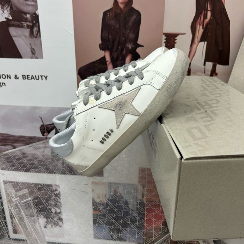 2025 Unisex GGDB White Grey Leather Sneakers