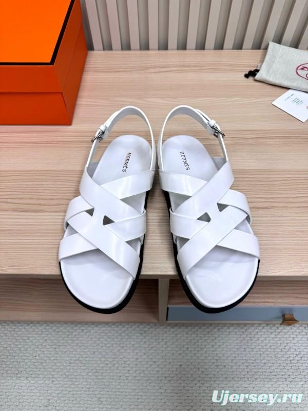2025 Slippers Hermès White Leather Sandals LY00270