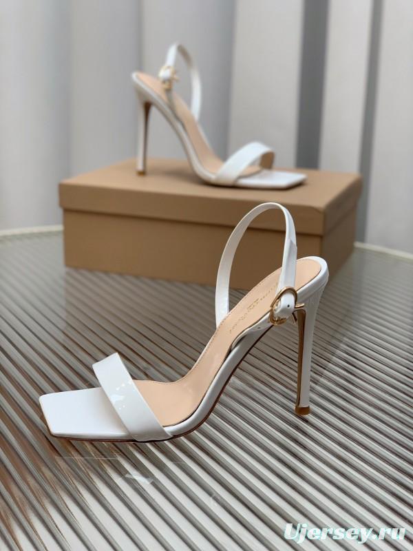 2025 Women Gianvito Rossi White Leather High Heel Slingback Sandals