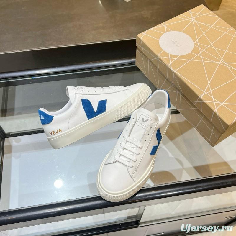 2025 Unisex VEJA White Blue Leather Canvas Sneakers MJ00240