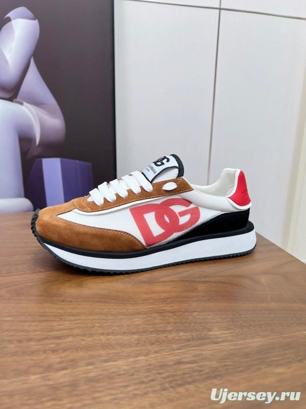 2025 Unisex Dolce & Gabbana White Red Black Suede Mesh Sneakers LY00300(F)/LY00301(M)