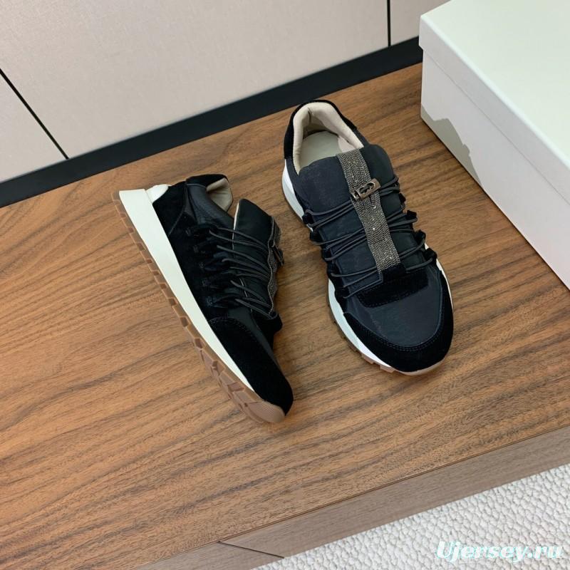 2025 Unisex Brunello Cucinelli Black Suede Leather Sneakers LY