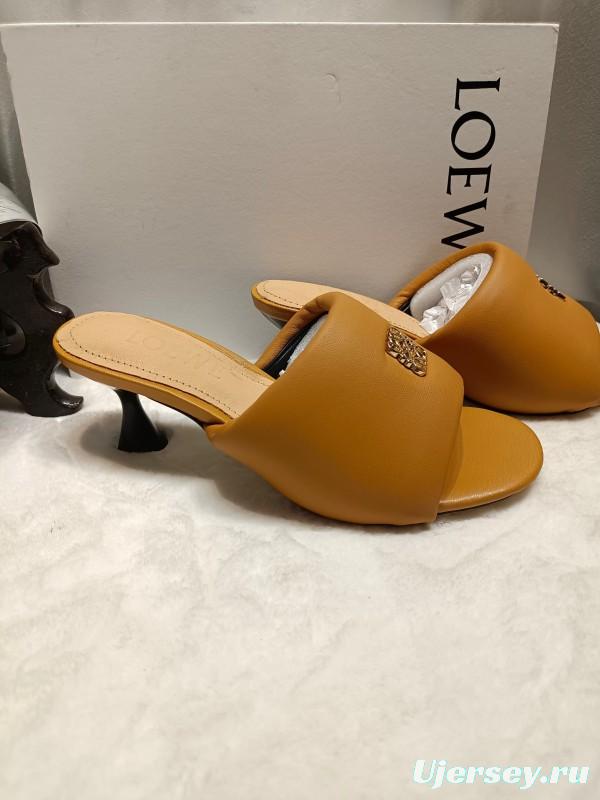 2025 Women Loewe Brown Leather Slippers
