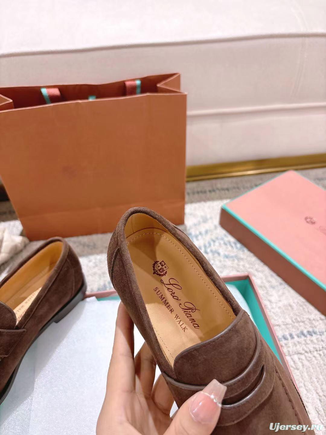 2025 Women LP Brown Suede Loafers LY00320
