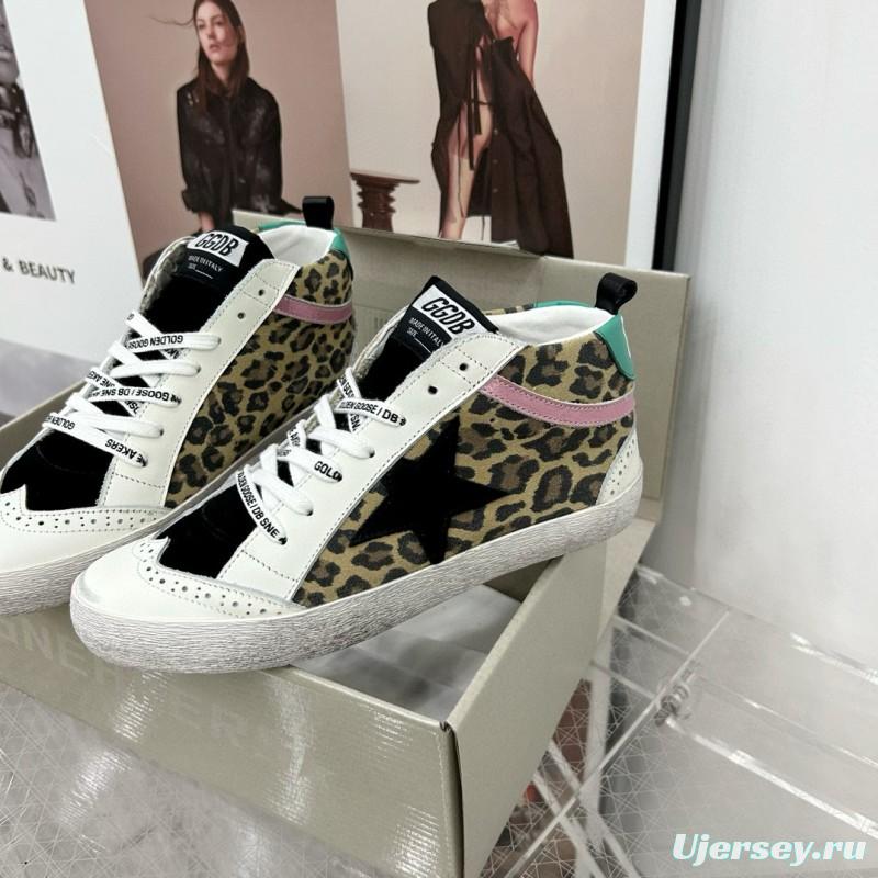 2024 Unisex GGDB Leopard Pink Green Leather Suede High Top Sneakers MJ00300