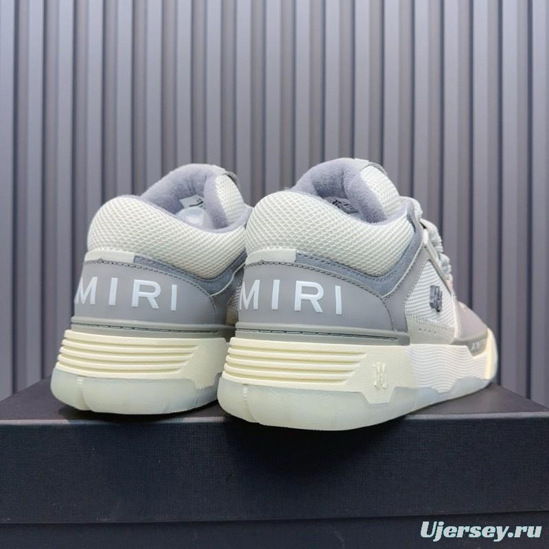 2024 Unisex Amiri Grey White Leather Suede Sneakers MJ00360