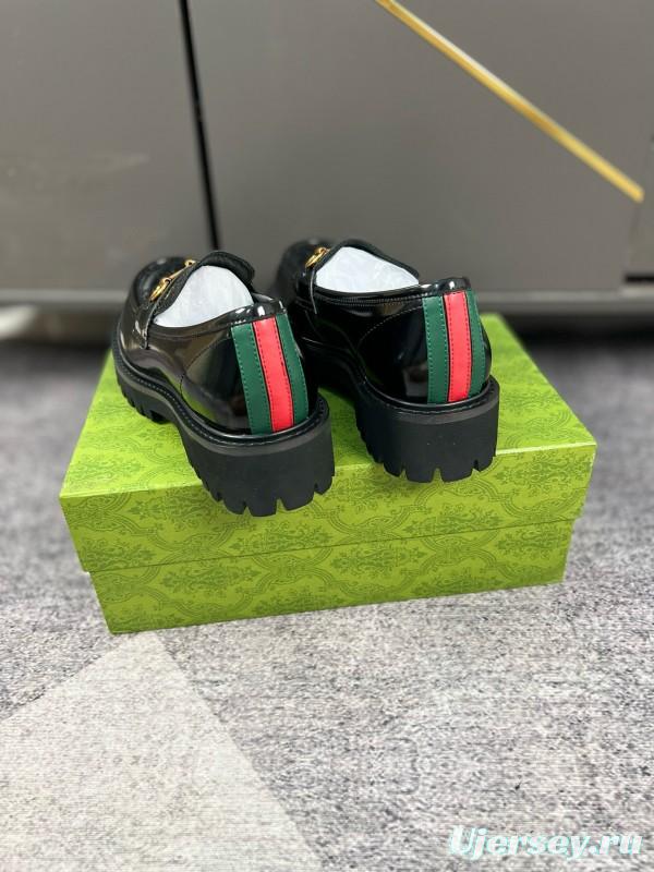 2024 Women Gucci Black Leather Formal Shoes MJ00300