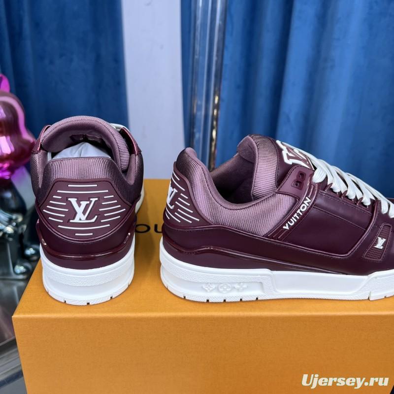 2025 Unisex Louis Vuitton Purple White Leather LV Trainer